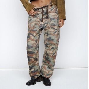 We The Free Moxie Printed Low Slung Barrell Jeans